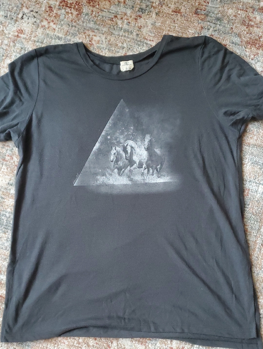 O'Neill Black Short Sleeve Tee with Gray Horse Triangle Graphic